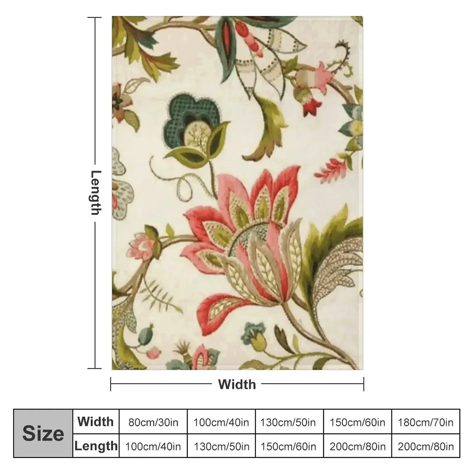 Jacobean Floral Crewel Embroidery Pattern Digital Art Vector Painting Throw Blanket Extra Large Throw funny gift Blankets