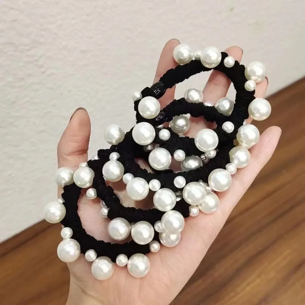 

Korean Pearl Hair Ties Ring Horsetail Large Intestine Rubber Bands Ball Simple Head Rope Female Accessories for Women