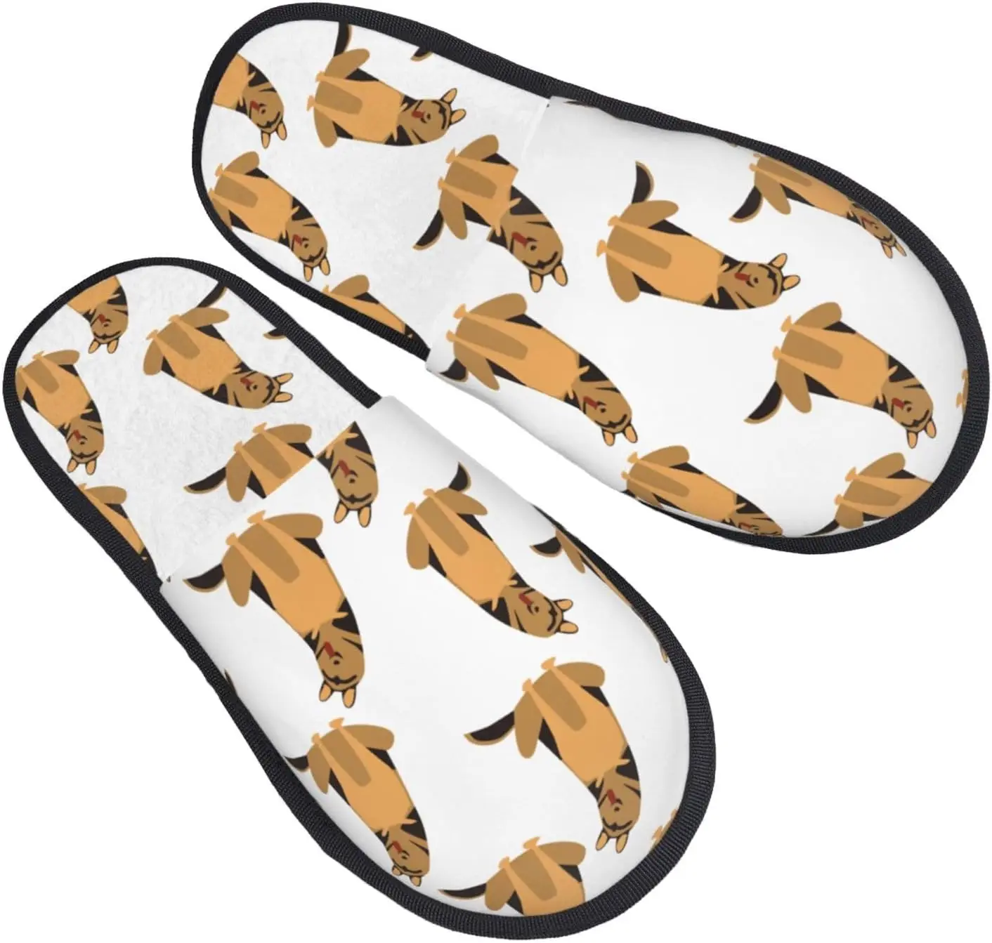 

German Shepherd Dog Print Women'S Fuzzy Slip On Indoor Outdoor Winter House Slippers Guest Slippers for Bedroom Women Print