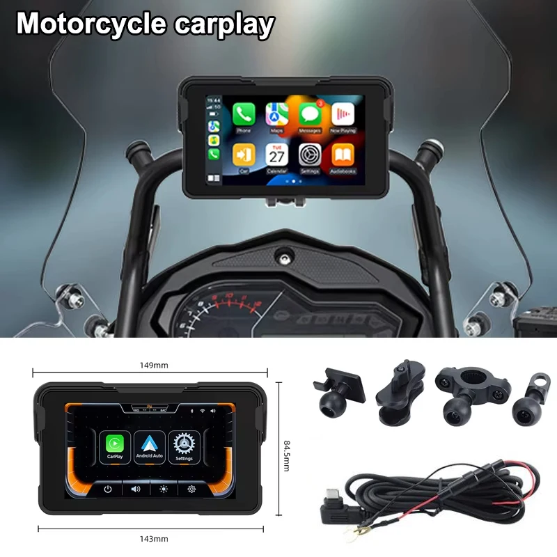 

5-дюймовый мотоциклетный портативный навигационный GPS беспроводной Carplay Android Auto IP67 водонепроницаемый сенсорный экран для мотоцикла