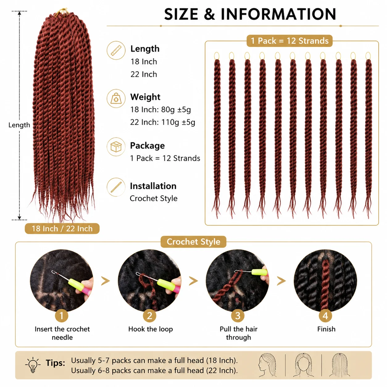 Havana Twist Crochet Hair Jumbo Synthetische Flechthaarverlängerungen Dicker Zopf Vorgefertigter Schutzstil Schwarz für Frauen Natürlicher Look – Detail 3