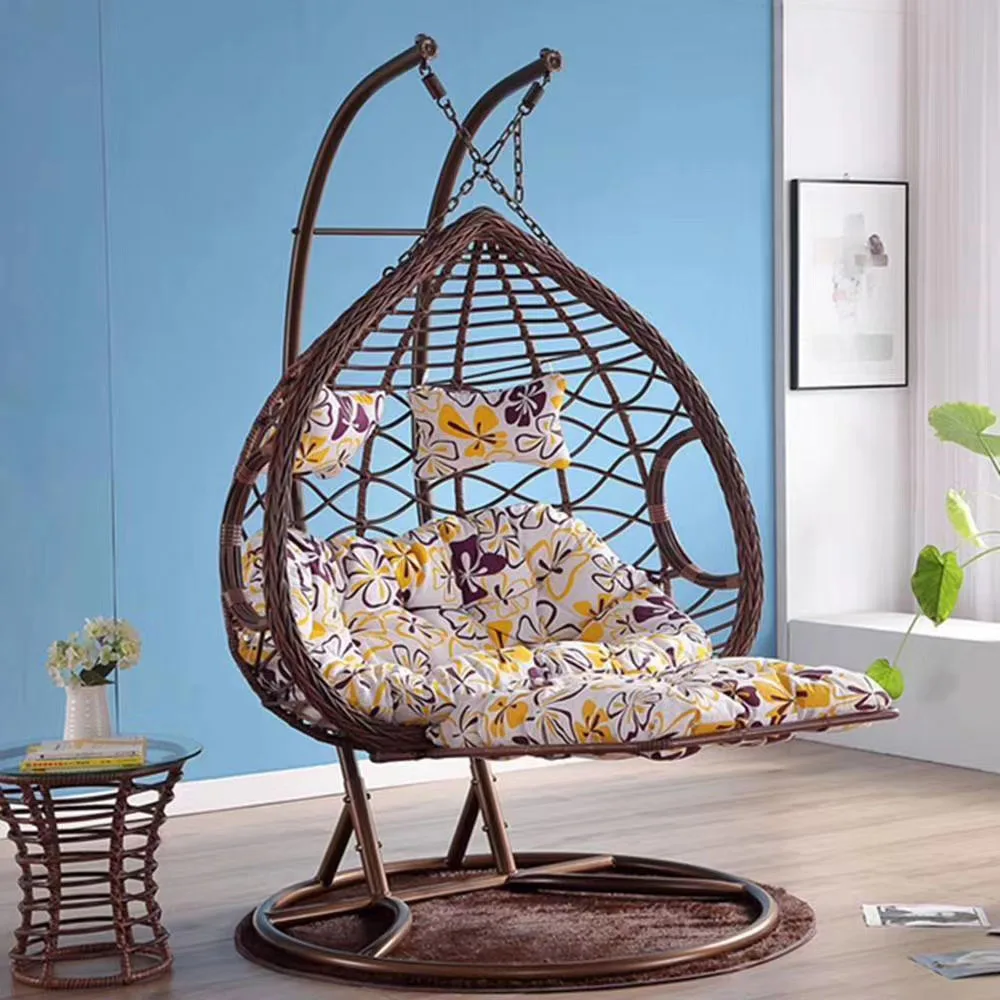 Rattan Patio Rocking Basket Hanging Egg swing Chair With Stand Balcony Courtyard Hammock Chair