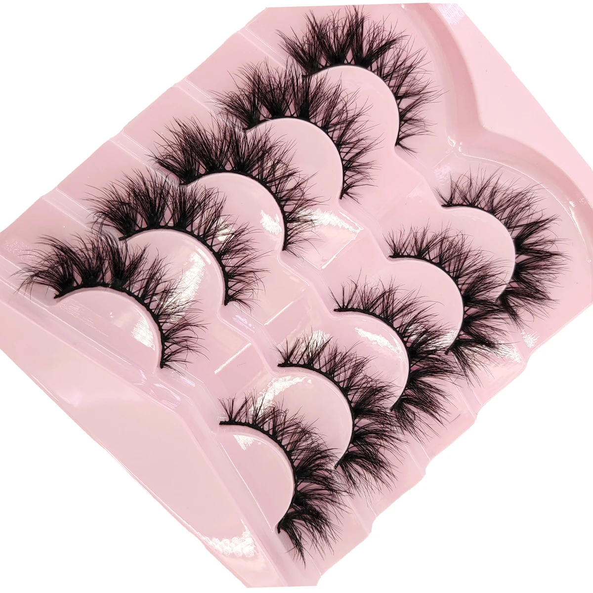 AMSDCN Neue 3D natürliche Nerz wie falsche Wimpern D-Roll flauschige weiche 5-Paar Manga Wimpern Wispy natürliche Wimpernverlängerung Make-up