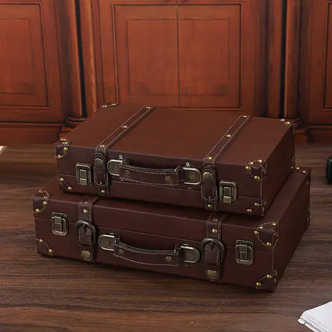 Luxury Retro European Style Wooden Treasure Handheld Box Storage Case Jewelry Suitcase Clothing Store Display Shooting Props