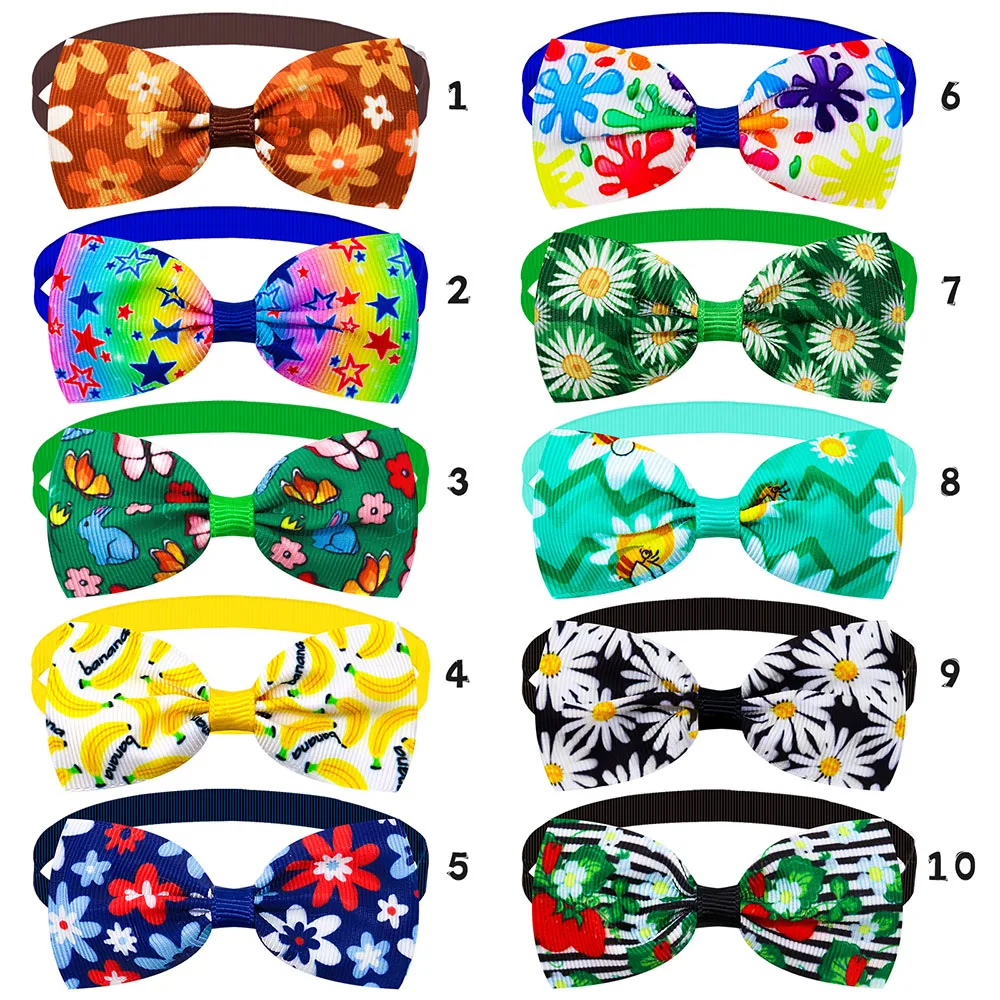 20PCS Summer Small Dog Bow Tie  Sunflower Pet Dog Bowties Collar Summer  Pet Grooming Accessories