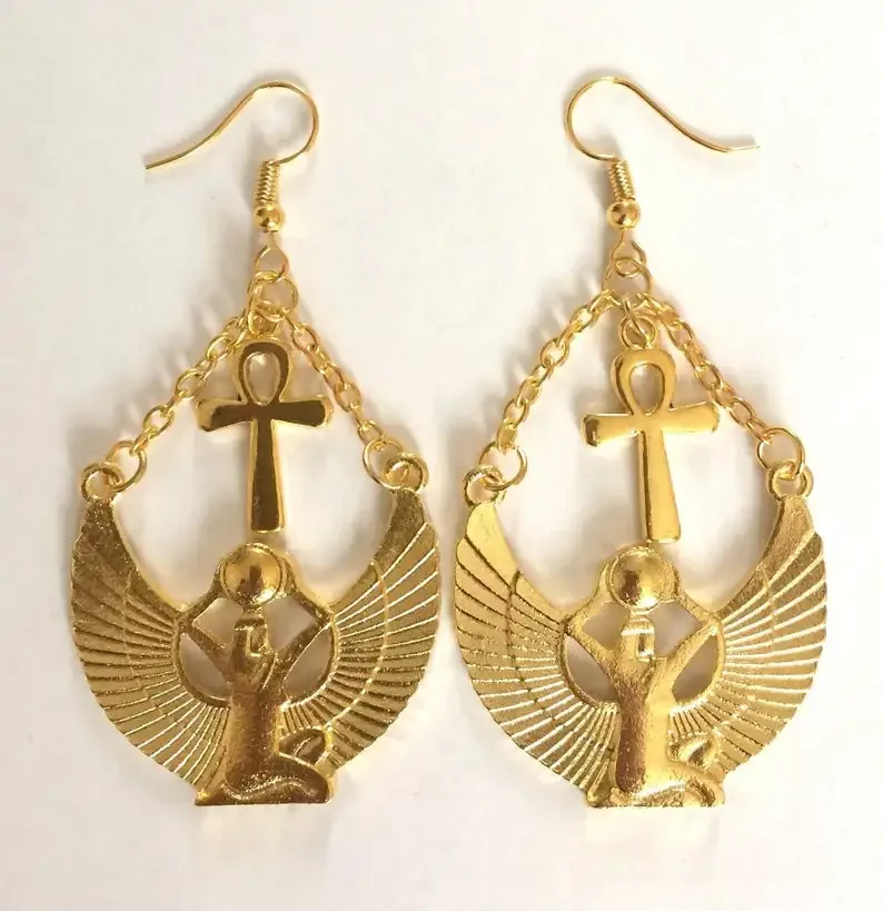 2025 Goddess Isis Ancient Egyptian Earrings Fashion gift for girlfriend Druzzil Ro Egyptian Goddess women Retro pendant classica
