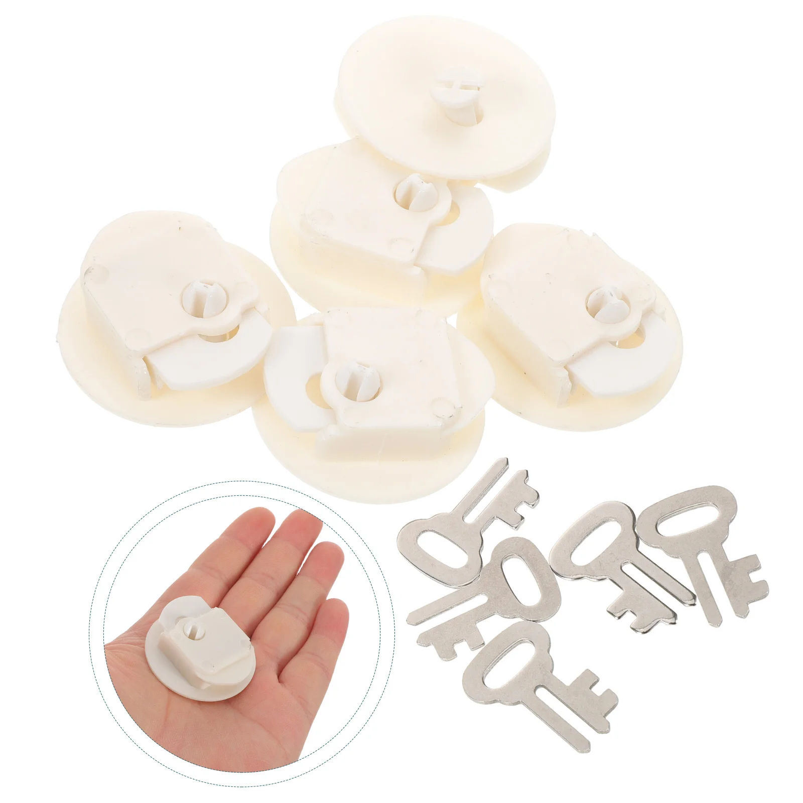 

5pcs Lock Head Money Bank Stopper Plastic Saving Box Plug With Key Round Closure For Coin Jar Piggy Bank - Bottom Stoppers