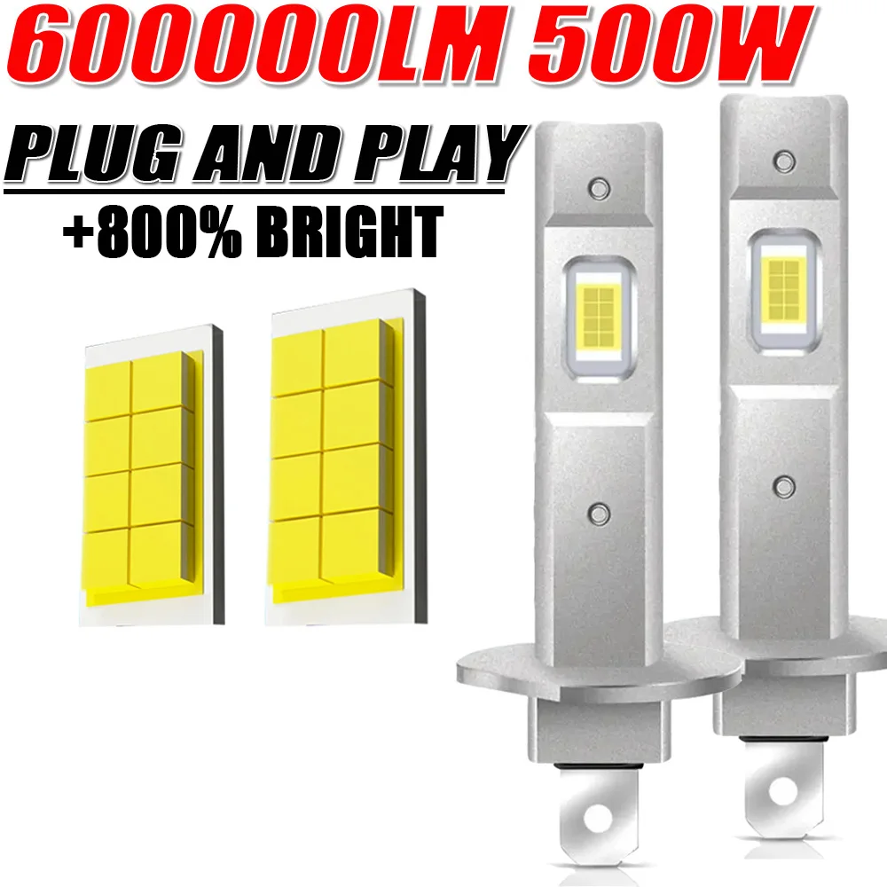 

2PCS H1 LED Bulb CANBUS Headlight 12V 600000LM Super Bright Lamp Fog Lights for Automobile Mini Wireless Auto Headlamp Plug&Play