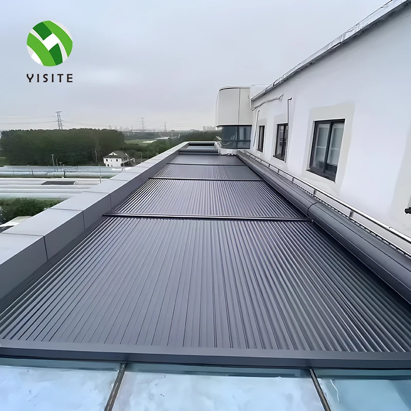 

YST Factory Aluminum Glass Sunroom Electric Curtain Skylight Retractable Window Sun Blind Sheet Shutter Roof Roller Blind