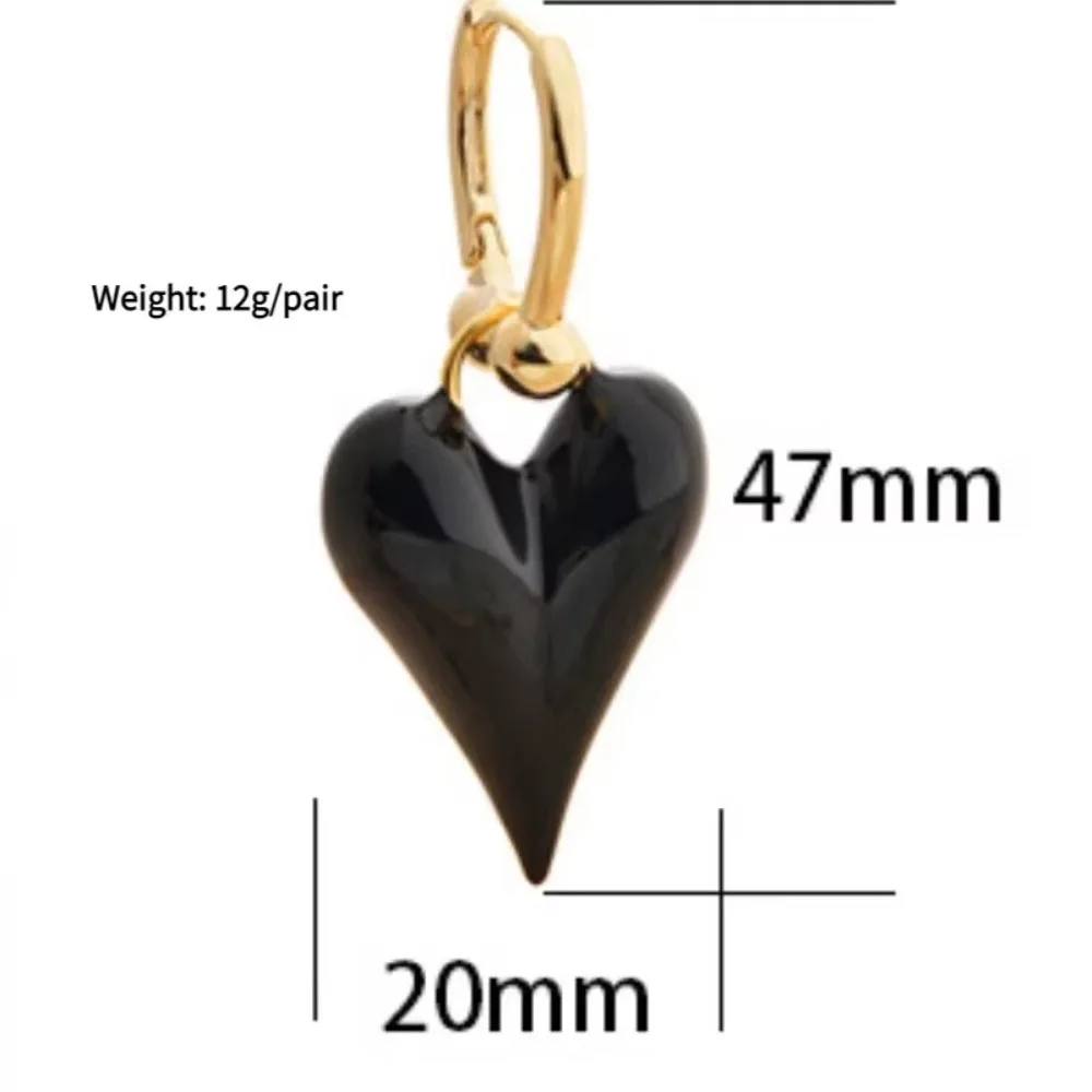 Pendientes colgantes de corazón con temperamento, bonitos pendientes colgantes de resina esmaltada de diseño, accesorios para las orejas, joyería de moda para niñas y mujeres, regalos