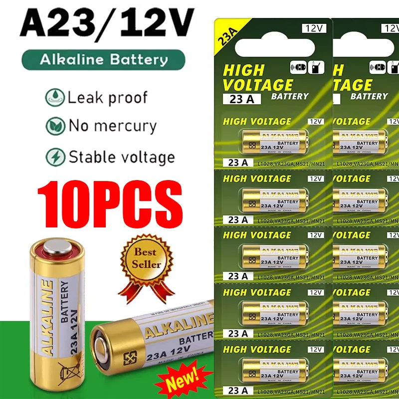 10PCS 12V Alkaline Battery A23 23A 23GA A23S E23A EL12 MN21 MS21 V23GA L1028 GP23A LRV08 for Remote Control Doorbell Dry Cell