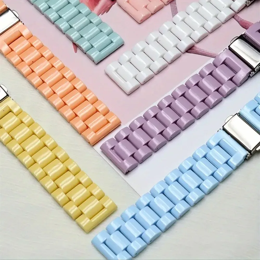 Three Row Link Resin Strap 20mm 22mm for Samsung Galaxy Watch Breathable Lightweight Comfortable Adjustable Unisex Sport