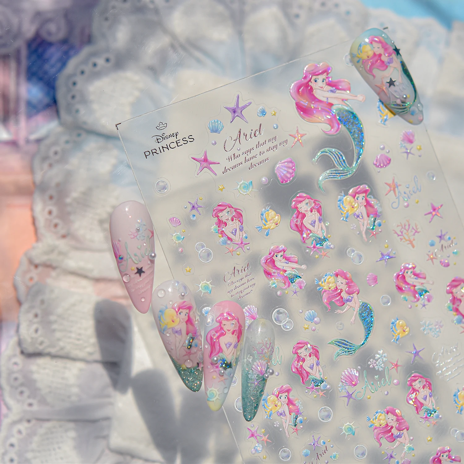 Classici cartoni animati Disney Character Series Adesivi per unghie Adesivi Principessa Topolino Stitch 5D Decorazioni per nail art