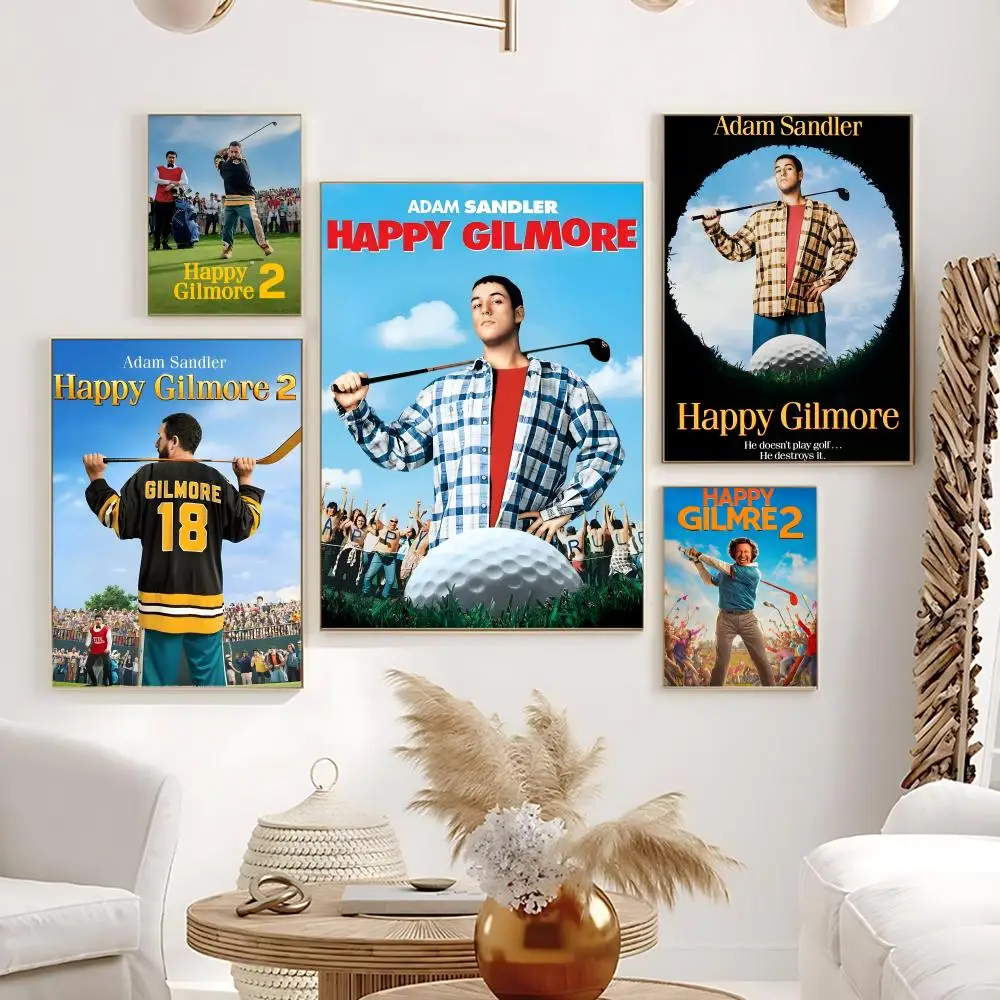 Movie H-Happy Gilmore Poster HD Self-Adhesive Waterproof Frameless Wall Art for Home Office Dorm Bedroom Ideal Gift