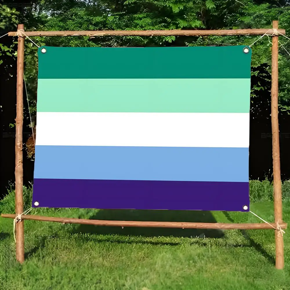 Joyful Affirming G-Gay Men Pride Flags Borderless four-ring ornament indoor outdoor decoration effortless to hang