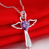 Fine 925 Sterling Silver angel noble crystal cross pendants Necklace For Women luxury party Wedding Jewelry Christmas gifts