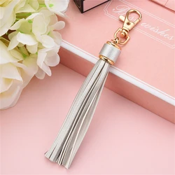 1pcs New Pu Leather Tassel Keychain Pendant Key Chain Charming Car Cell Phone Bag Keyrings Jewelry Gift Accessory Decoration Sil