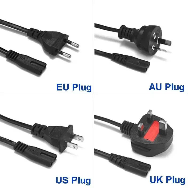 EU US UK AU AC Power Cord Figure 8 C7 Power Supply Extension Cord 1.2/1.5/1.8m for Computer Laptop Router LCD TV Radio PSP 3 4