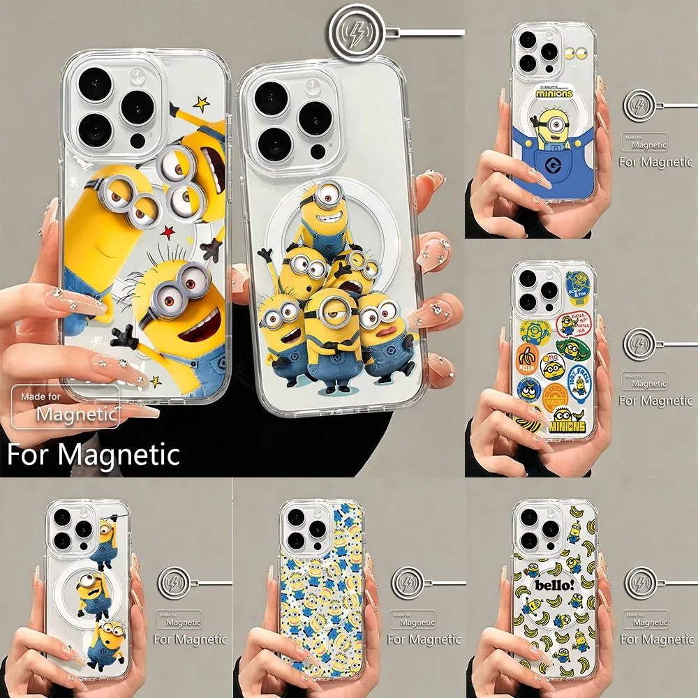 Magnetic Phone Case for Samsung Galaxy S25 S24 S23 S22 S21 S20 FE Edge Plus Ultra 5G Soft Clear TPU Cover Cute M-miniones