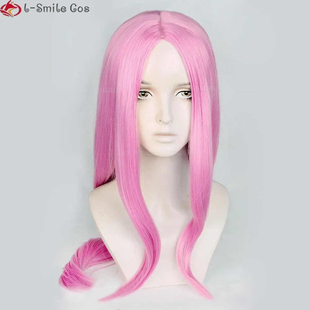 Anime Jewelry Bonney Cosplay Wig 75cm Long Pink Women Simulated Scalp Wig Heat Resistant Hair Halloween Party Wigs + Wig Cap