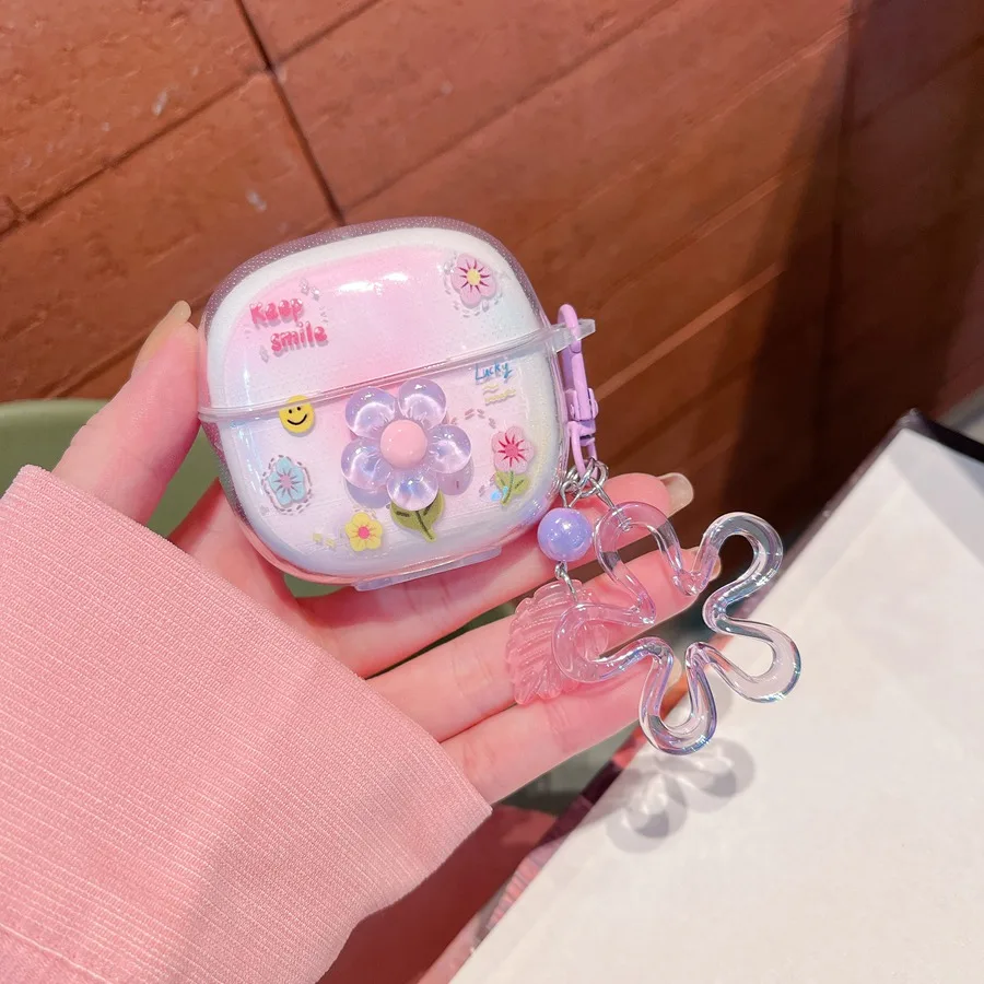 Per Redmi Buds 6 Lite Cover Fashion Flower / Cartoon Portachiavi Custodia in silicone trasparente per auricolari Cute redmi buds 6lite cover