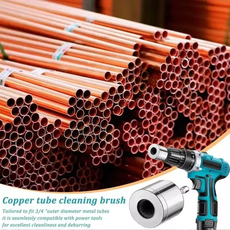 Metal Copper Pipe Cleaner Full-Metal Pipelines Tube Cleaning Brush Power Tool Brush for Rotary Electric Drill