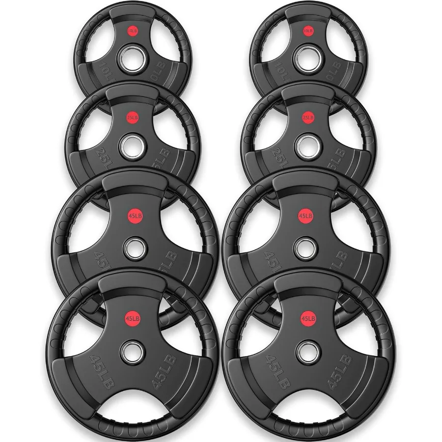 

2inch Rubber Grip Weight Plates for Strength Training in Home and Gym Barbell Weights Plates Set 250LBS Set (2x10,2x25,4x45lb)