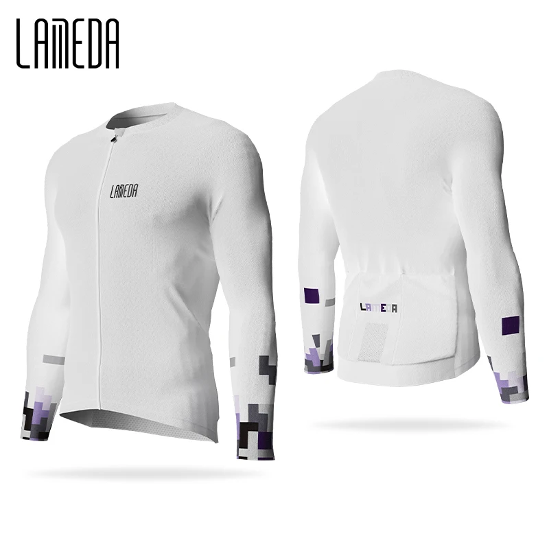 Lameda Men Cycling Jersey Quick-dry Breathable Bike Long Sleeved Cycling Clothes For Men With 3 Rear Pockets