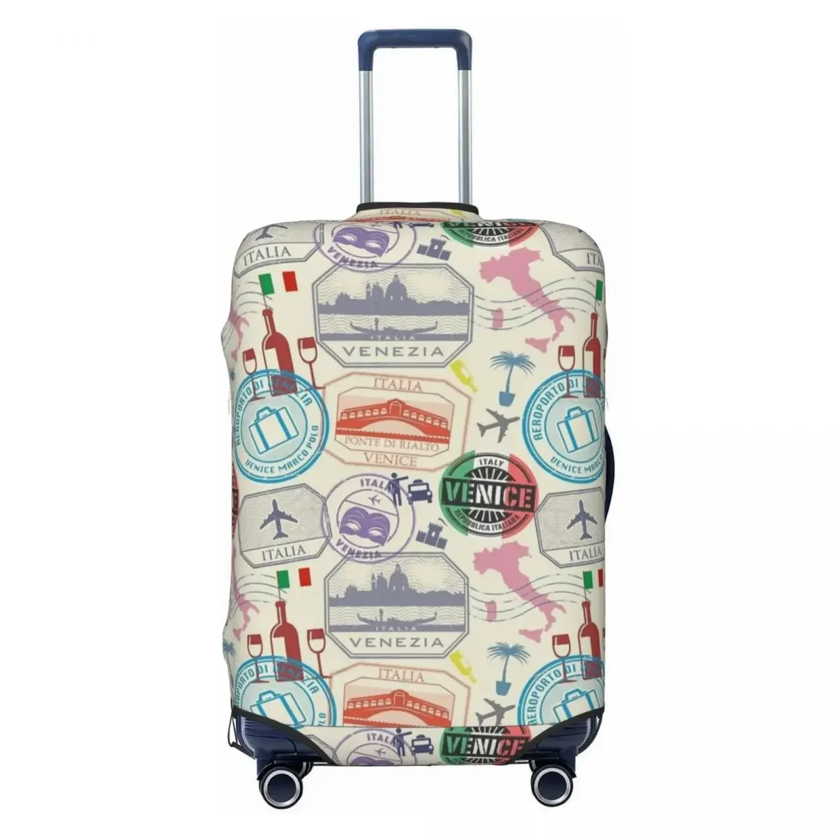 Travel Destinations - Passport Stamps Venice Theme Suitcase Cover Vacation Elastic Luggage Supplies Travel Protection