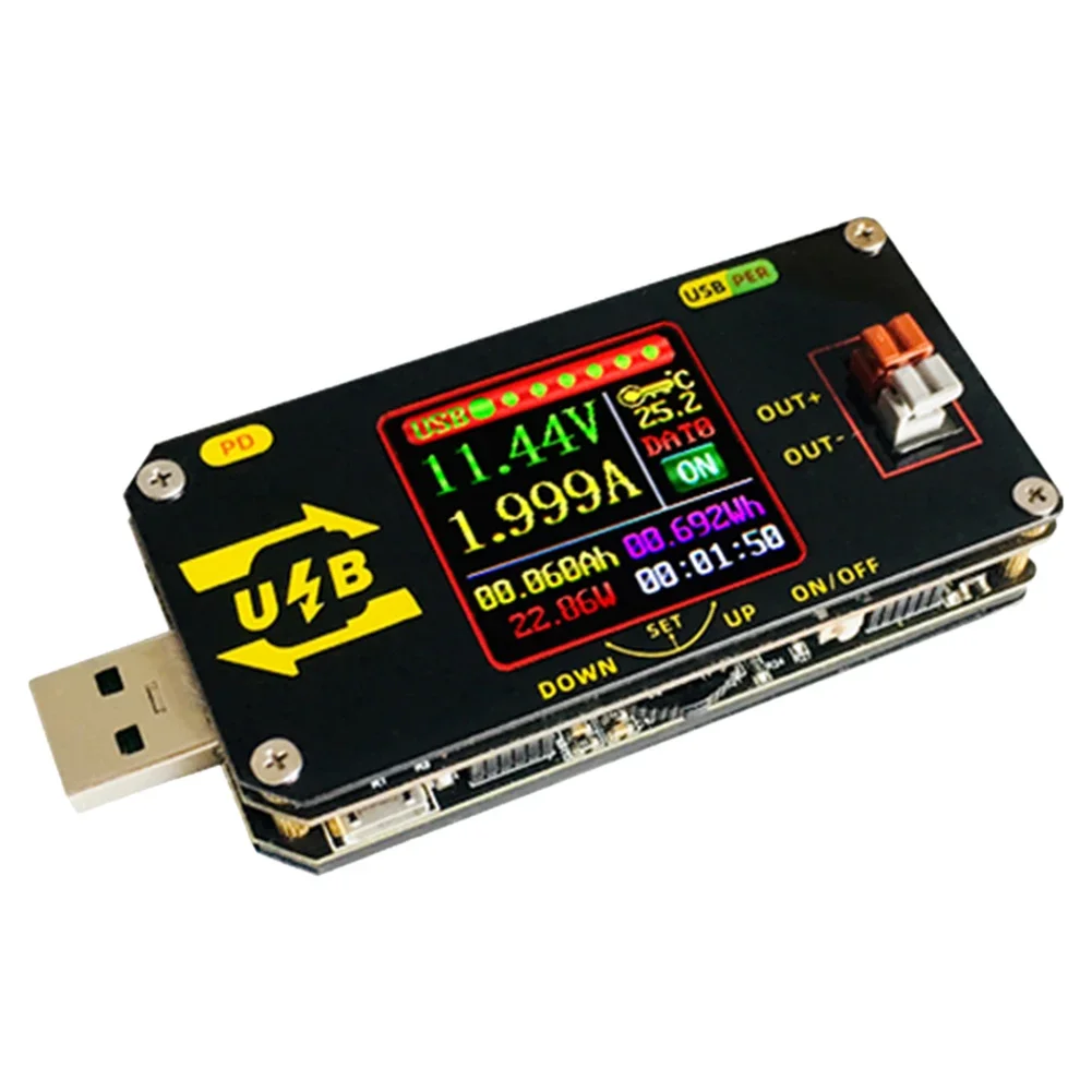 USB Color Screen Charging Voltage And Current Meter Tester CNC Boost Voltage Power Supply Voltage Current Meter Tester XY-UMPD