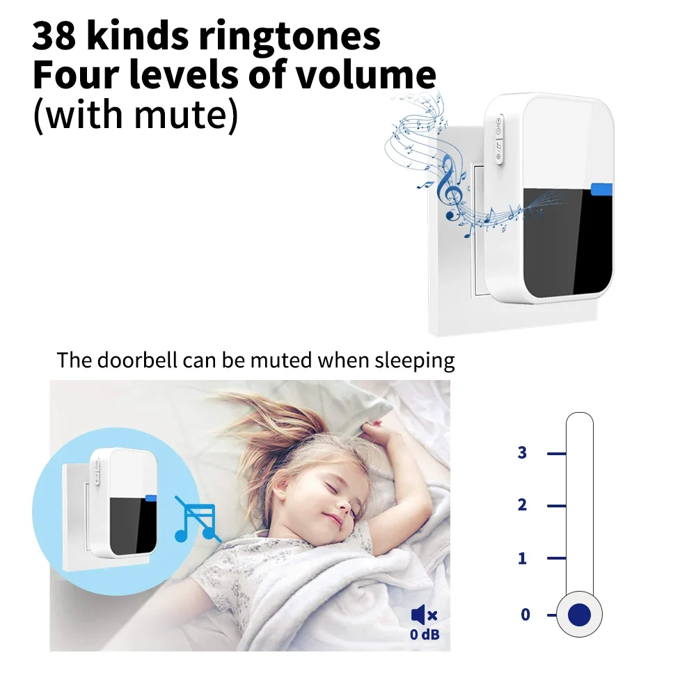 Self-powered Outdoor Wireless Doorbell Waterproof Kinetic jingle bell NO Need Battery Acrylic Button chimes Ring Door bell