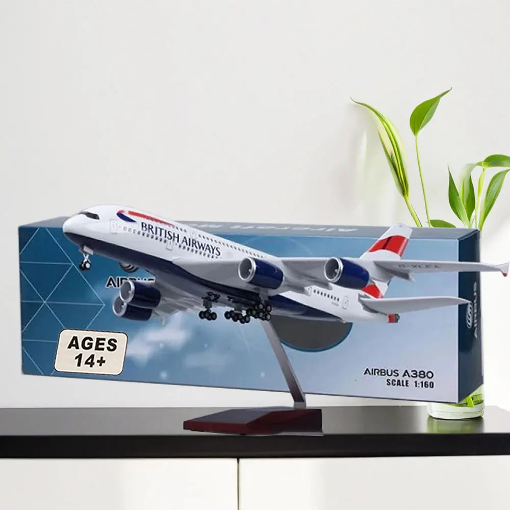 

Aircraft model 1:160 scale A380 British Airways Aircraft Model Cast Resin Aircraft LED lights and wheels Cast plastic Resin airc