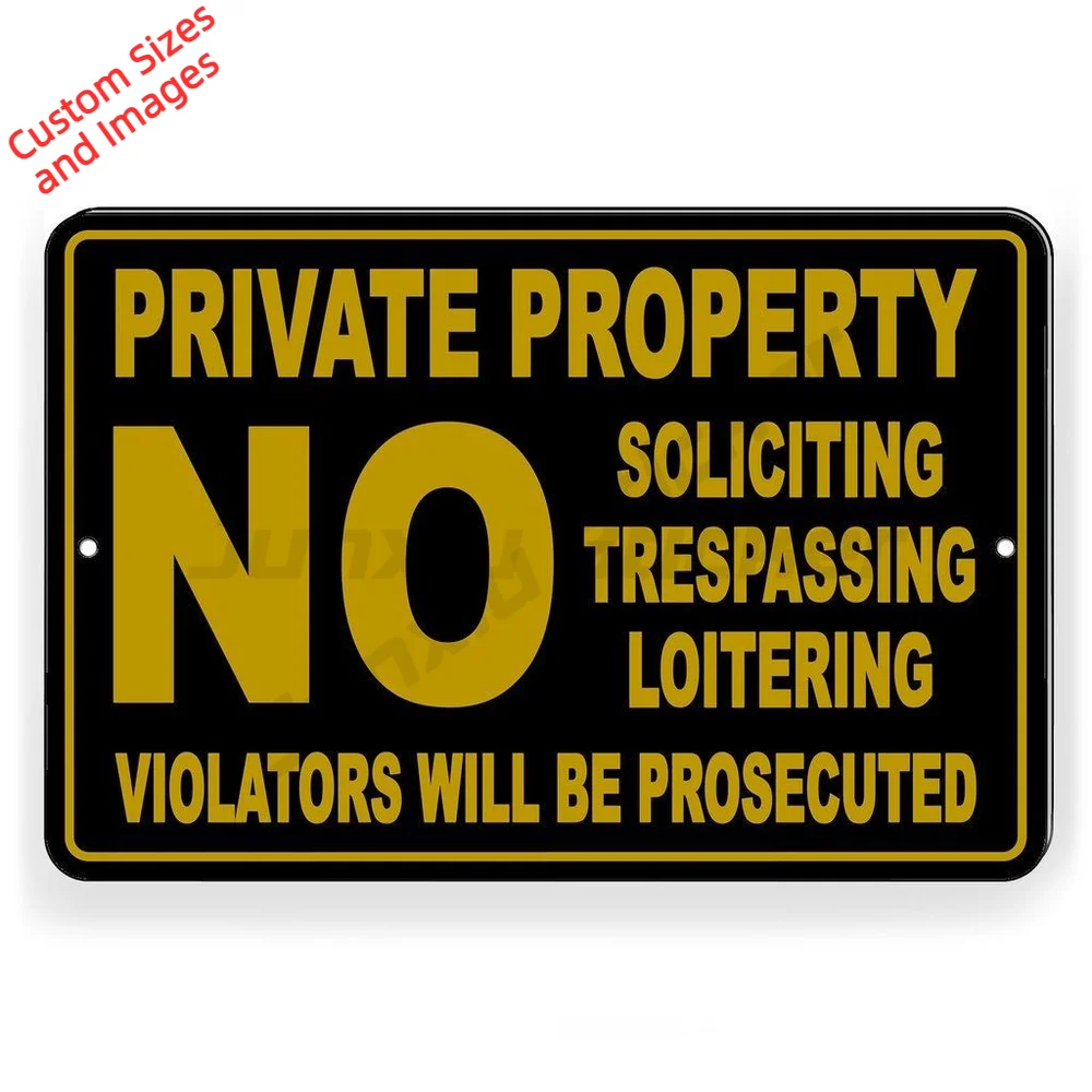 Private Property No Soliciting Trespassing Loitering Violators Prosecuted UV Resistant PVC Sticker For Entrance Decal Label