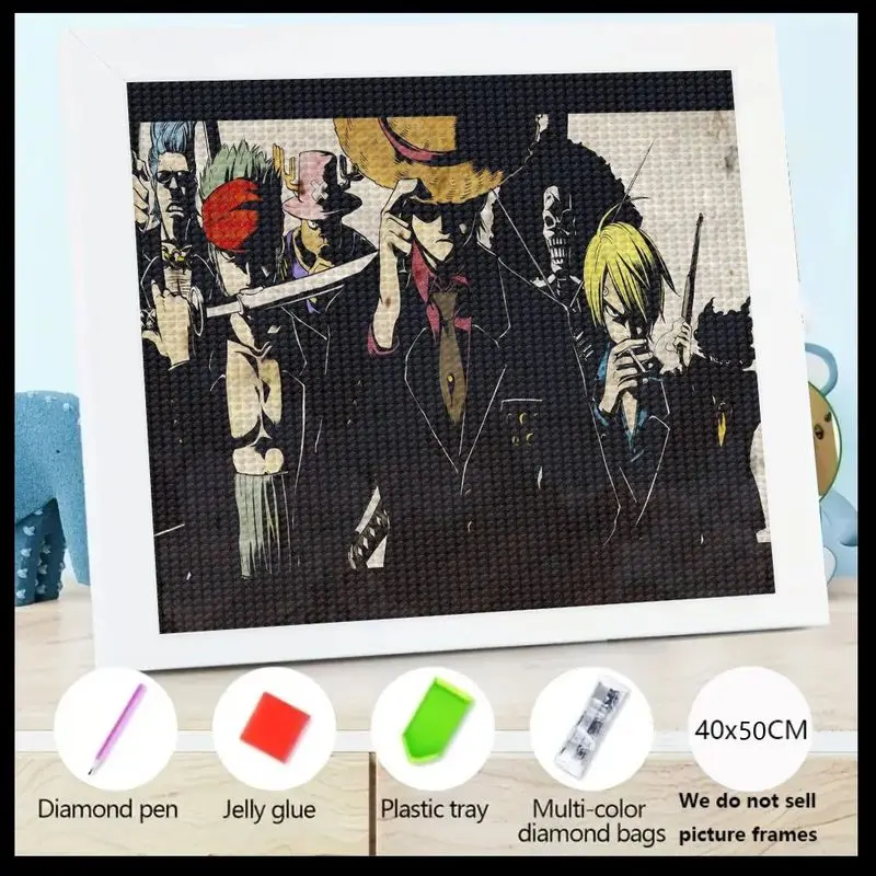 

Модный набор для алмазной живописи 5D Full Drill, DIY One Piece Аниме Соломенная шляпа Пираты в костюмах Гангстерский стиль Искусство, Луффи Зоро Санджи B