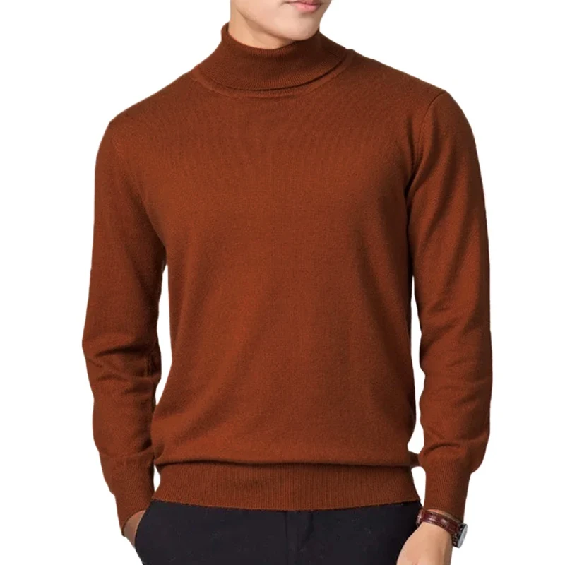 New Men's Large Knitted Pullover Sweaters Business Long Sleeve Turtleneck Streetwear Solid Color Winter Outdoor Jacket Coats