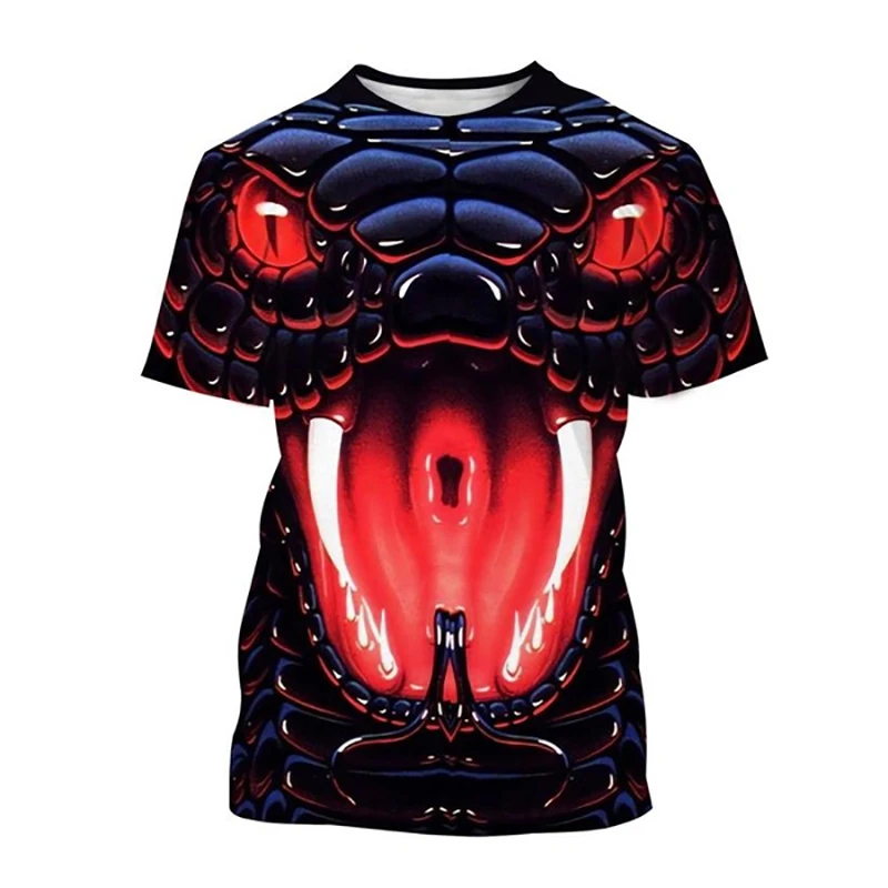 Summer Animal Snake 3D Print T-Shirts Men\'s Women Casual Short Sleeve T Shirt Oversized Harajuku Y2k Top Tees Kid Funny Clothing