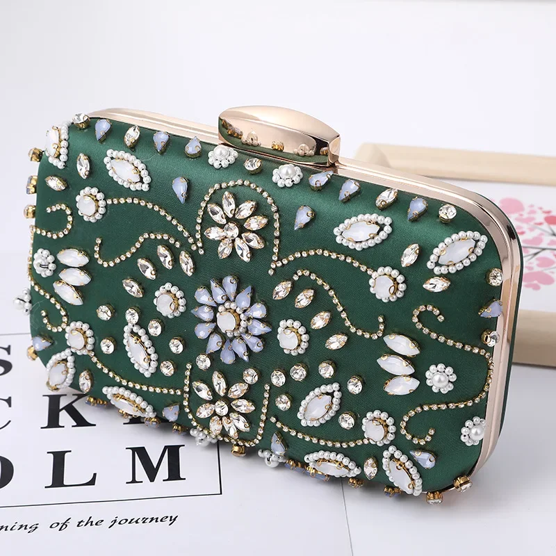 Luxury Rhinestone Women Shoulder Clutch Bag Evening bags with Diamond Pearls Beads Messenger Handbag Phone Bag for Party