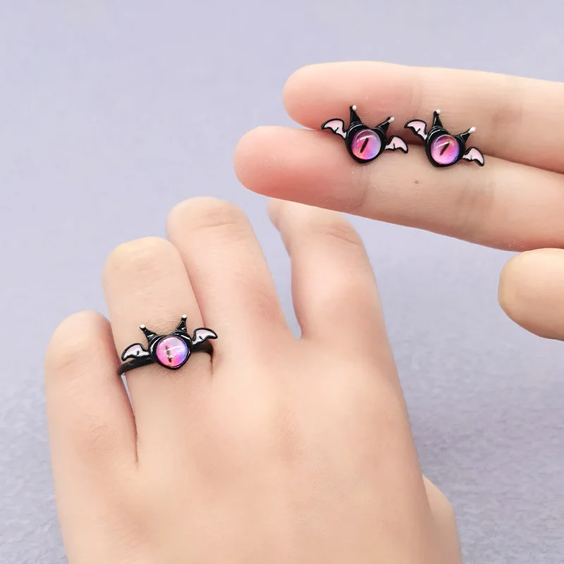 1pcs Hot Selling funny, cute, Cute Bat Monster ring, Female Niche design, Cartoon Index Finger Opening Personalized Ring