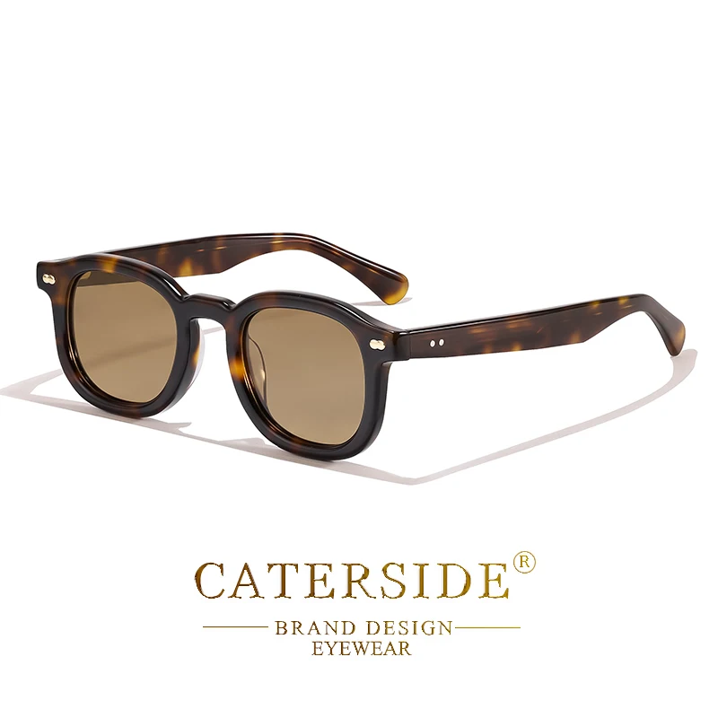 CATERSIDE Retro Runde Herren-Sonnenbrille mit kleinem Rahmen, hochwertige Sonnenbrille mit Acetat-Rahmen, für Damen, Partys, Reisen, Outdoor-Brille – Detail 11