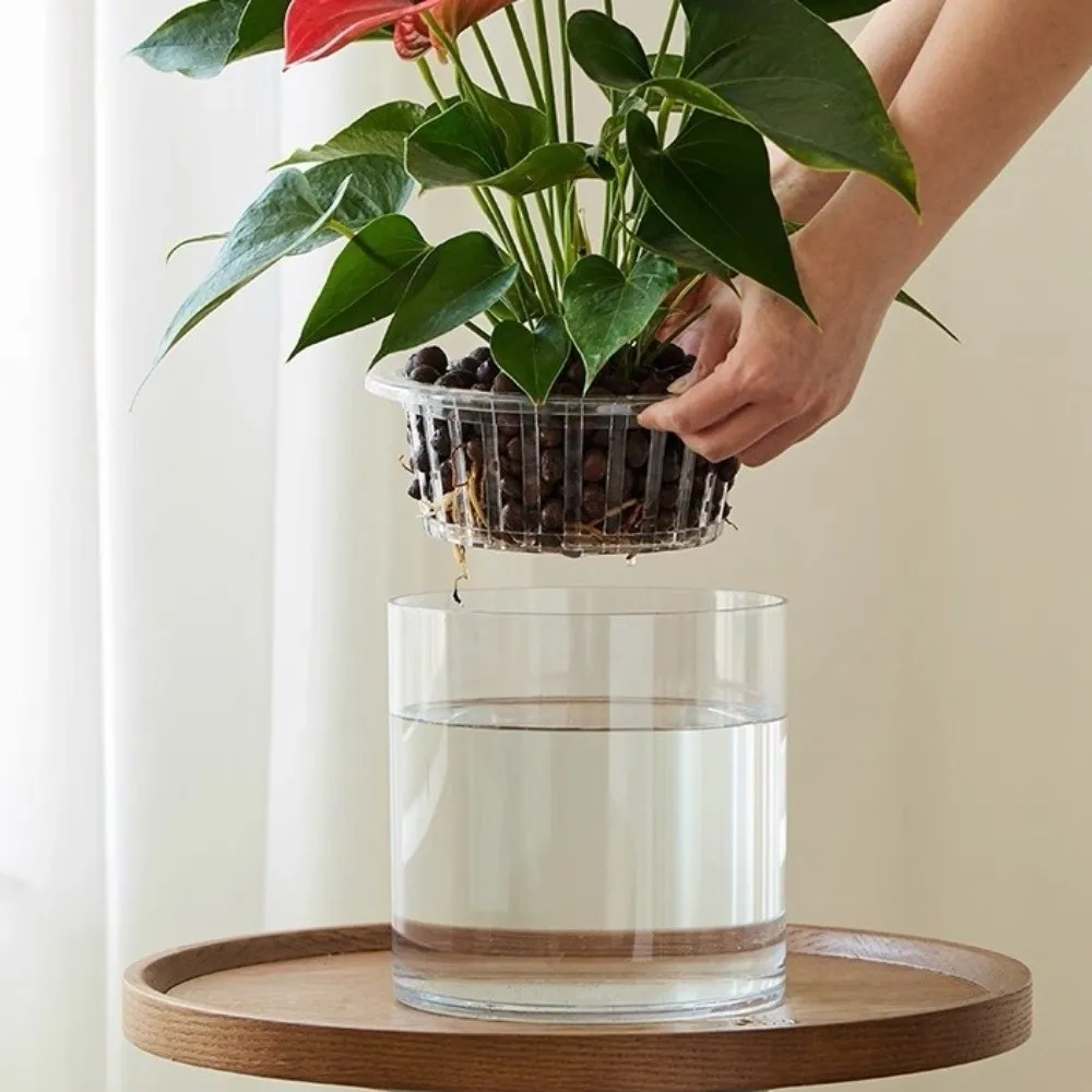 Pothos Clear Hydroponic Vase Imitation Glass Cylindrical Mini Fish Tank High Transparent Decorative Plant Pot Indoor Garden