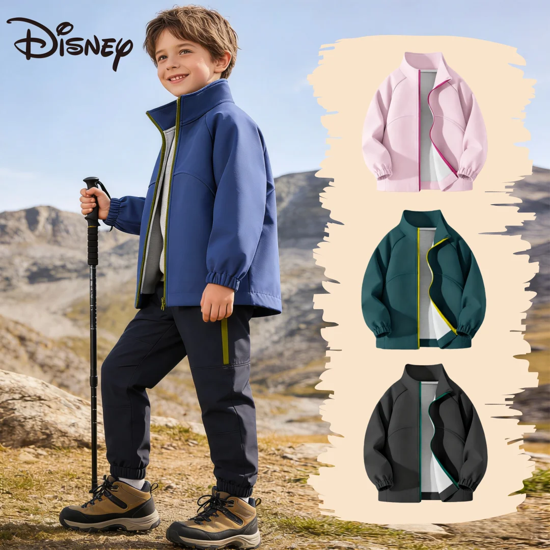 

Disney Kids Spring Autumn Windproof Jacket Children Unisex Lightweight Warm-keeping Jacket Breathable Turn-down Collar Jacket
