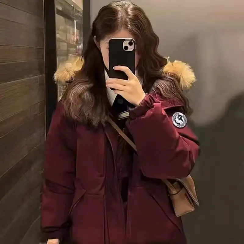 

Loose down Parka Coat for Women Middle School Students Couple 2024 New Sle Winter Workwear Jaet Small Size Cotton Padded