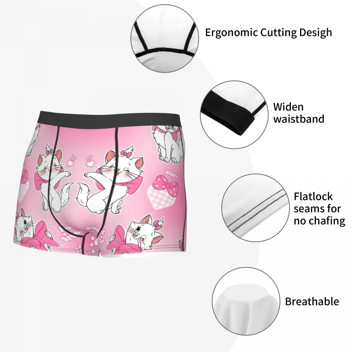 Personalizzato Divertente Animale Divertente Marie Cat Boxer Pantaloncini Mutandine Mutande maschili Stretch Cartoon Movie Slip Intimo