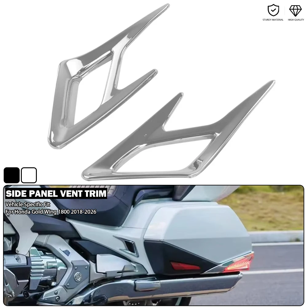 Motorcycle Rear Side Panel Vent Trim Cover - Black/Chrome Fits For Honda Gold Wing 1800 Tour F6B DCT Goldwing GL1800 2018-2026