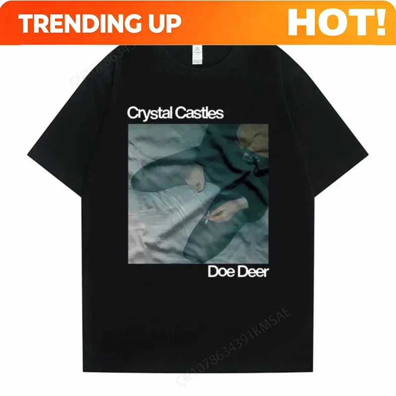 Crystal Castles Doe Deer Graphic Print T Shirts Men's Hip Hop Casual Vintage T Shirt Men Women Gothic Rock Oversized T-shirts