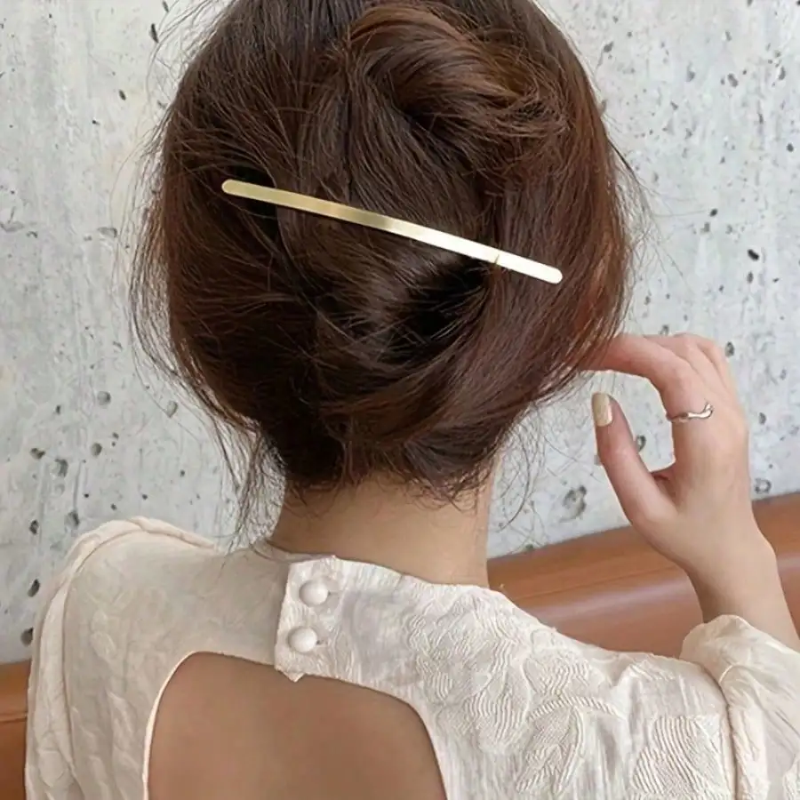 

1 Pack Niche Design Metal Hairpin Simple And Versatile Back Head Side One-Word Clip Spring Clip