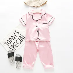 Silk Pajamas for Kids Satin Pajamas Girls Pyjama Summer Toddler Boy Pijama Set Solid Color Sleepwear Children Pyjamas