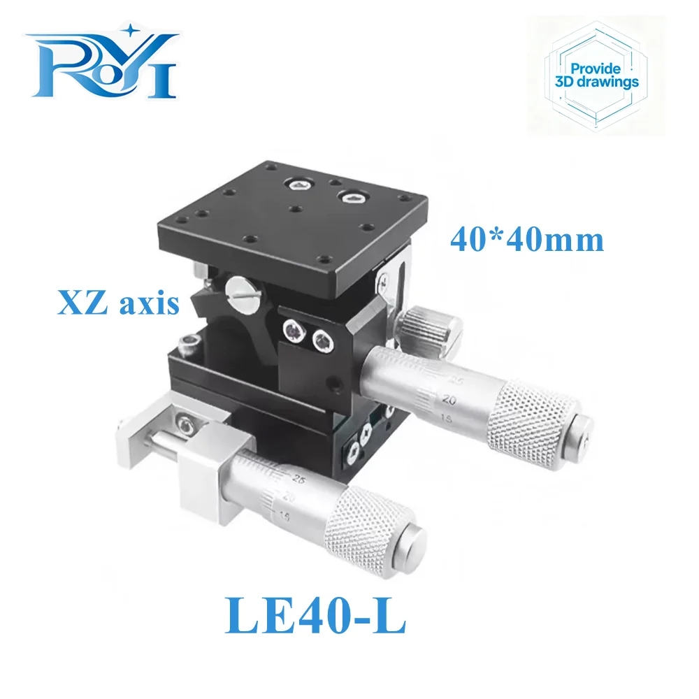 XZ Axis XZ40-L/LE40-R/LE40-C 40*40mm Manual Displacement Lift Platform Micro Cross Guide Rail Sliding Stage Trimming Table