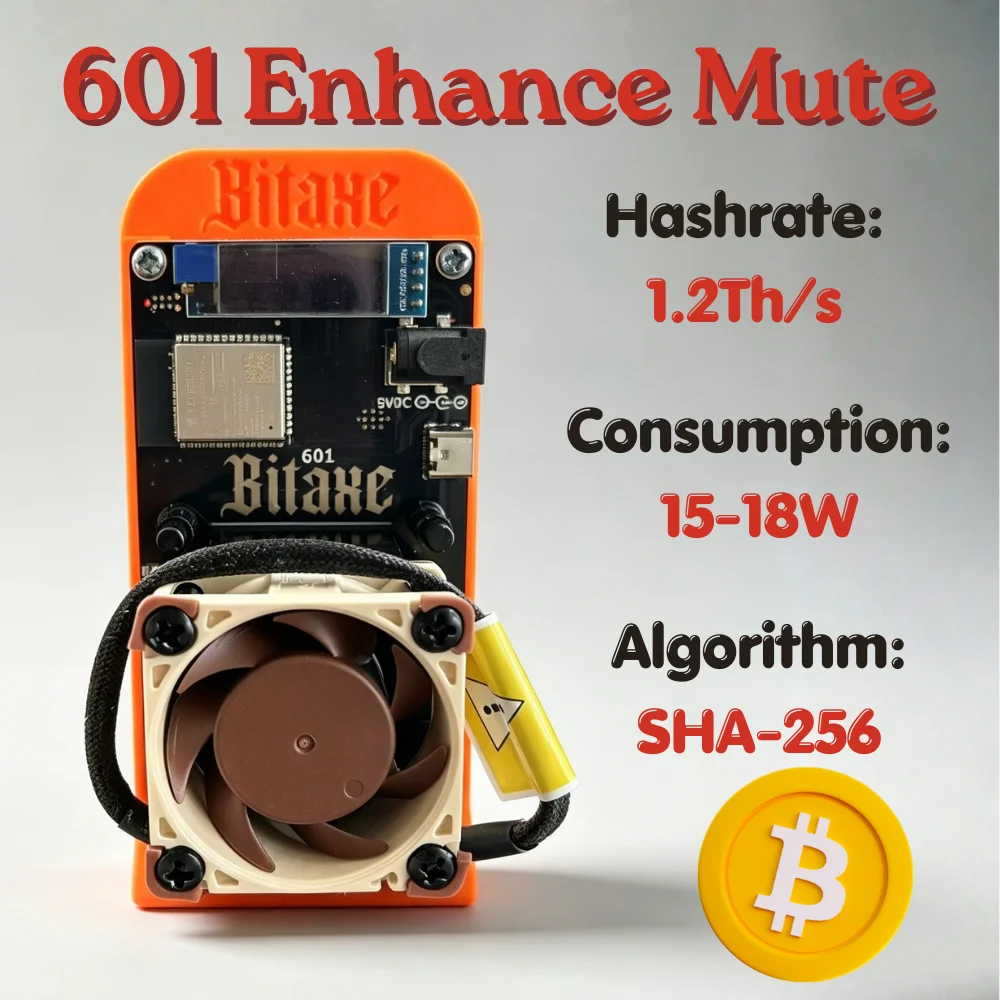 

Bitaxe Gamma 601 1.2Th/s Near-Silent BTC Miner, Noctua NF-A4x20 Fan BM1370 SHA256 Open Source Solo Bitcoin Miner for Home