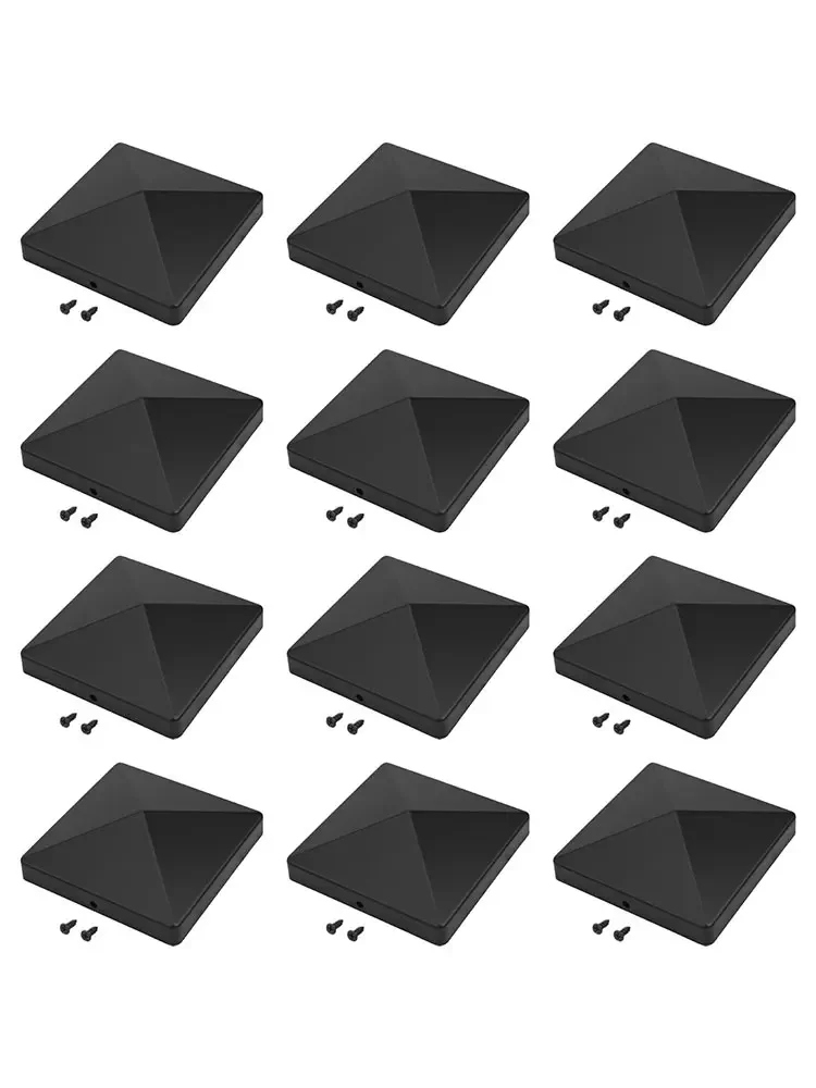 Pyramid Style Fence Post Cap in Weather Resistant Black Plastic Features Pre Drilled Holes for Easy Mounting on For 4x4 Posts